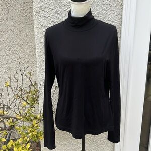 St. John Caviar Collection Fine Jersey Black Turtleneck Top Women's Size L